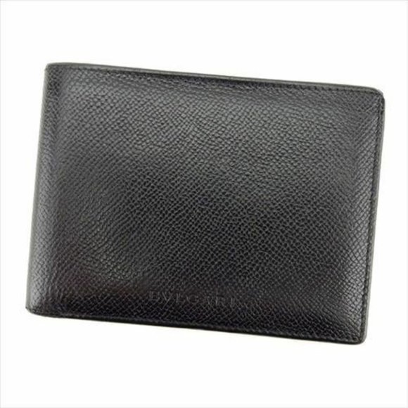 Bvlgari Wallet Purse Bifold Black leather Mens T8057 - Picture 1 of 8